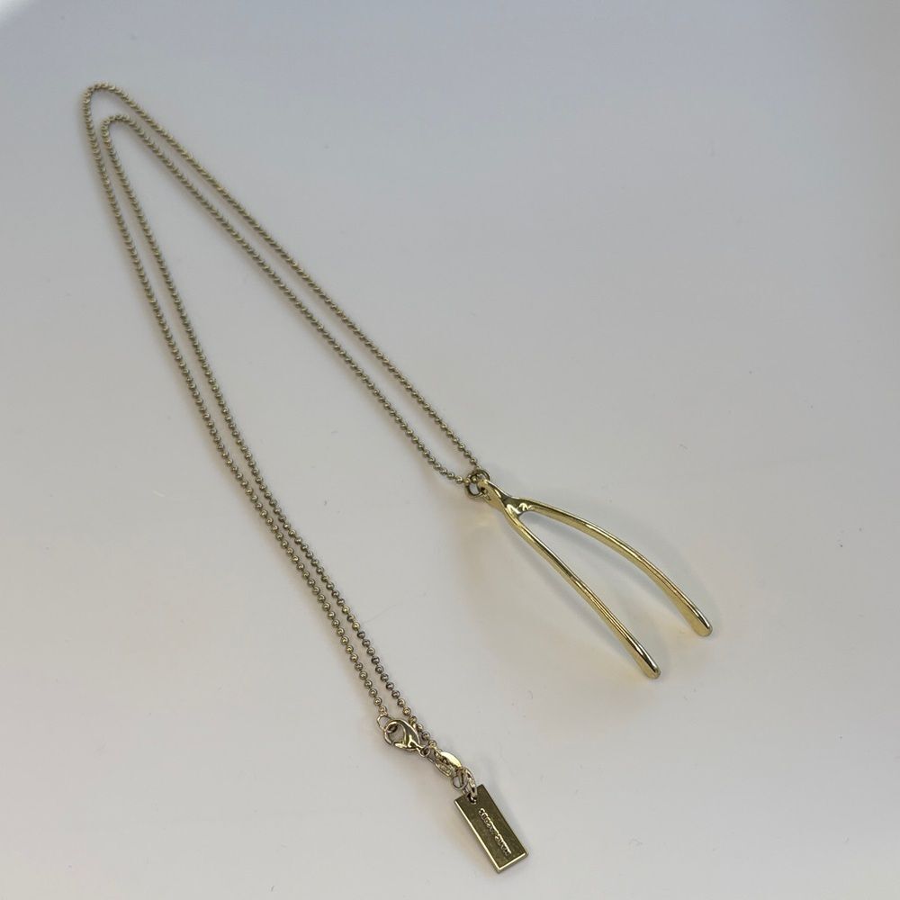 Marc Jacobs Gold Plated Lucky Wishbone Pendant Necklace